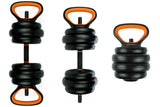 ADK SET25 - Zestaw regulowane hantle sztanga kettlebell 25kg