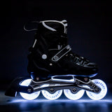 ŁYŻWOROLKI Z WYM. PŁOZĄ HOKEJOWĄ NH10905 4w1 CZARNE LED NILS EXTREME