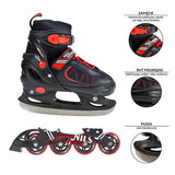 NH7103 A 2w1 BLACK/RED ROZM. M ŁYŻWOROLKI Z WYM. PŁ. HOKEJOWĄ NILS EXTREME