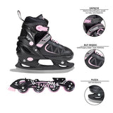 NF7103 A 2w1 BLACK/PINK ROZM. S ŁYŻWOROLKI Z WYM. PŁ. FIGUROWĄ NILS EXTREME