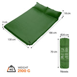 MATA SAMOPOMPUJĄCA DWUOSOBOWA Z PODUSZKĄ 186x130cm ZIELONA NILS CAMP NC4060