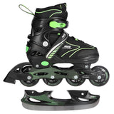 NH11812 A 2w1 BLACK/GREEN ŁYŻWOROLKI Z WYM. PŁ. HOKEJOWĄ NILS EXTREME