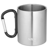 KUBEK KEMPINGOWY Z KARABIŃCZYKIEM 330 ML STAL NIERDZEWNA CZARNY NILS CAMP NC17110