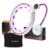 ZESTAW HULA HOP MAGNETYCZNY WHITE/VIOLET Z LICZNIKIEM HMS HHM17 + PAS WYSZCZUPLAJĄCY BLACK BR163