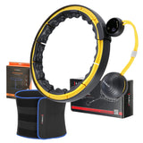 ZESTAW HULA HOP MAGNETYCZNY BLACK/YELLOW Z LICZNIKIEM HMS HHM21 + PAS WYSZCZUPLAJĄCY BR1313