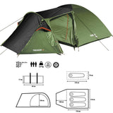 NAMIOT KAMPINGOWY 3-OSOBOWY Z PRZEDSIONKIEM ZIELONY NILS CAMP TREKKER III NC6312