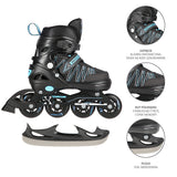 ŁYŻWOROLKI Z WYM. PŁ. HOKEJOWĄ NILS EXTREME NH11912 A 2w1 BLACK/BLUE
