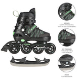 ŁYŻWOROLKI Z WYM. PŁ. HOKEJOWĄ NILS EXTREME NH11912 A 2w1 BLACK/GREEN