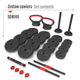 Zestaw treningowy HMS SGN 6w1 hantle, sztanga, kettlebell i podpórki do pompek