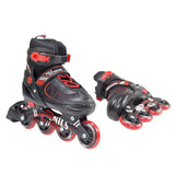 NH7103 A 2w1 BLACK/RED ROZM. M ŁYŻWOROLKI Z WYM. PŁ. HOKEJOWĄ NILS EXTREME