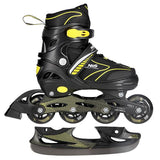 NH11812 A 2w1 BLACK/YELLOW ŁYŻWOROLKI Z WYM. PŁ. HOKEJOWĄ NILS EXTREME