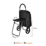 WÓZEK NA ZAKUPY Z SIEDZISKIEM 40L CZARNY NILS NC4303