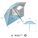 PARASOL/PARAWAN PLAŻOWY 2W1 XXL 240 CM NIEBIESKI NILS NC17114