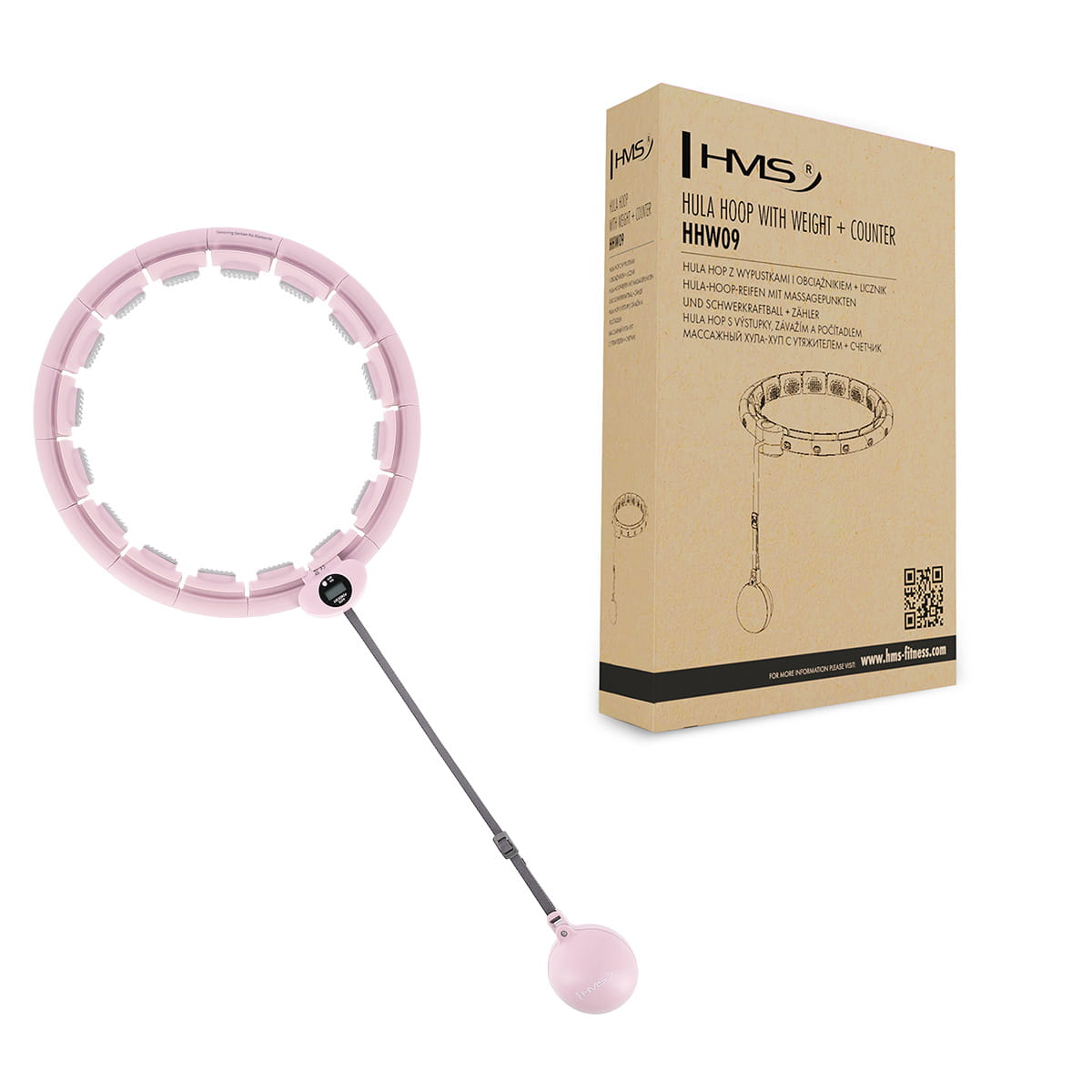 ZESTAW HULA HOP HHW09 PINK Z PIŁKĄ GRAWITACYJNĄ I LICZNIKIEM HMS + PAS BR163 BLACK