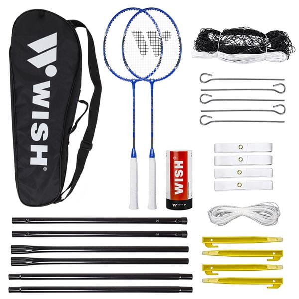 ALUMTEC 5566 ZESTAW DO BADMINTONA  NIEBIESKI 2SZT + LOTKI 3 SZT+SIATKA+LINIE WISH