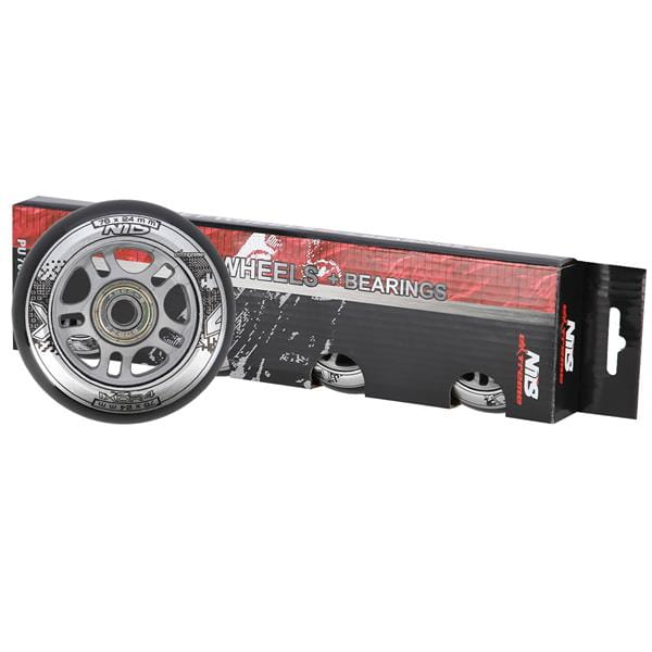 ZESTAW PU 76x24 82A CZARNE N (4 szt.) + ABEC-9 (8 szt.) NILS EXTREME