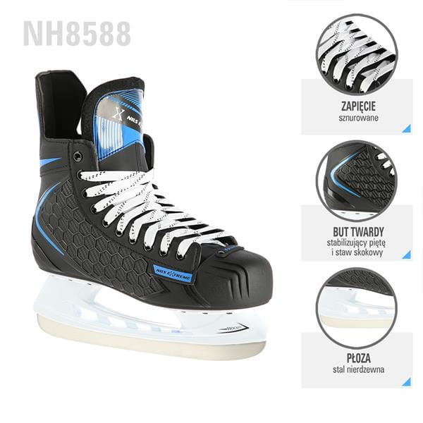 NH8588 BLACK/BLUE ŁYŻWY HOKEJOWE NILS EXTREME