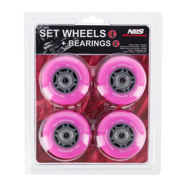 PU 70x24 82A (4szt.) RÓŻOWE + ABEC-7 (8szt.) ZESTAW NILS EXTREME