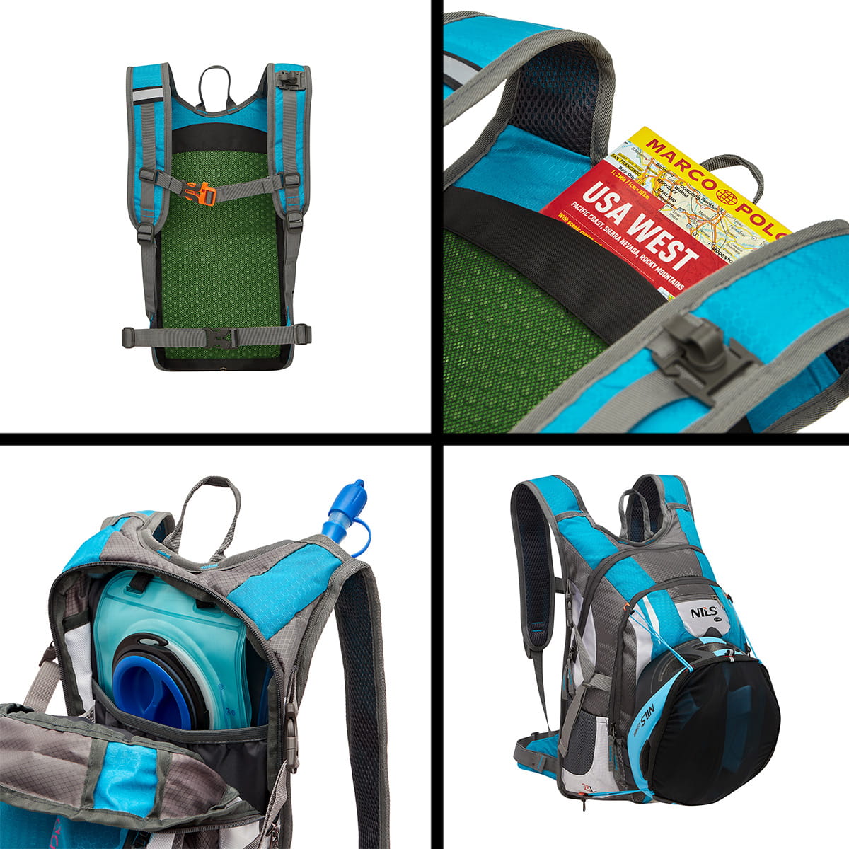 ZESTAW PLECAK NIEBIESKI ADVENTURE 25L NC1766 + BUTELKA SZARA TRITANOWA NILS CAMP NCD07