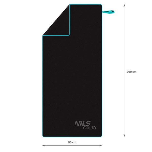 NAR13 CZARNY RĘCZNIK Z MIKROFIBRY 200x90 cm NILS AQUA