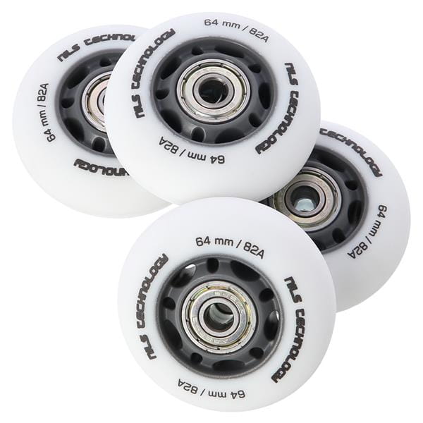ZESTAW PU 64x24 82A BIAŁE MATOWE (4 szt.) + ABEC-9 (8 szt.) NILS EXTREME