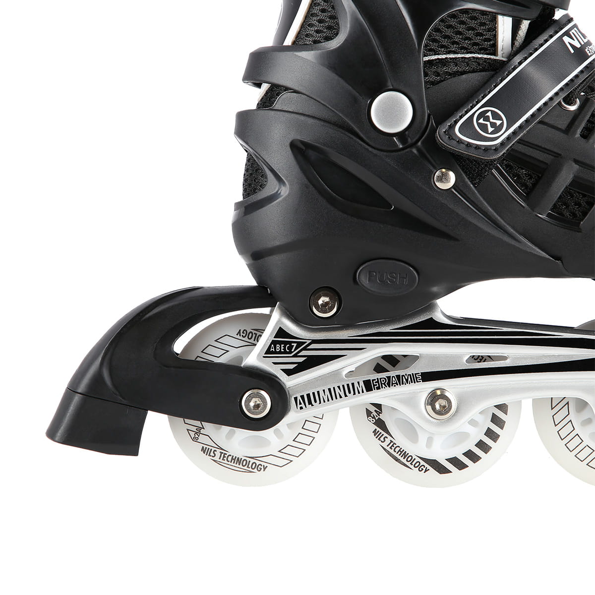 ŁYŻWOROLKI Z WYM. PŁOZĄ HOKEJOWĄ NH10905 4w1 CZARNE LED NILS EXTREME