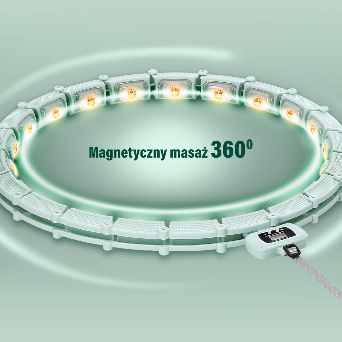 Hula hop magnetyczny zielony HMS HHM14 z wyświetlaczem LCD i obciążeniem
