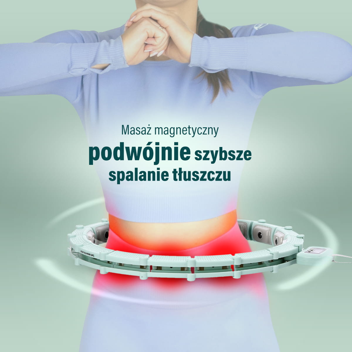 Hula hop magnetyczny zielony HMS HHM14 z wyświetlaczem LCD i obciążeniem