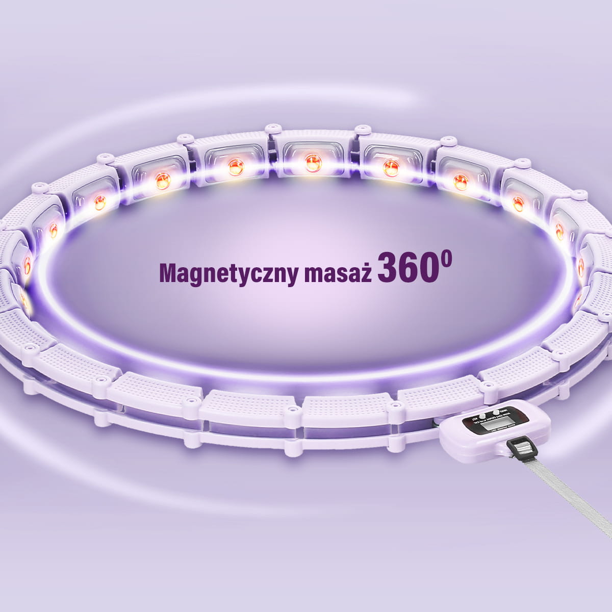 Hula hop magnetyczny fioletowy HMS HHM14 z wyświetlaczem LCD i obciążeniem