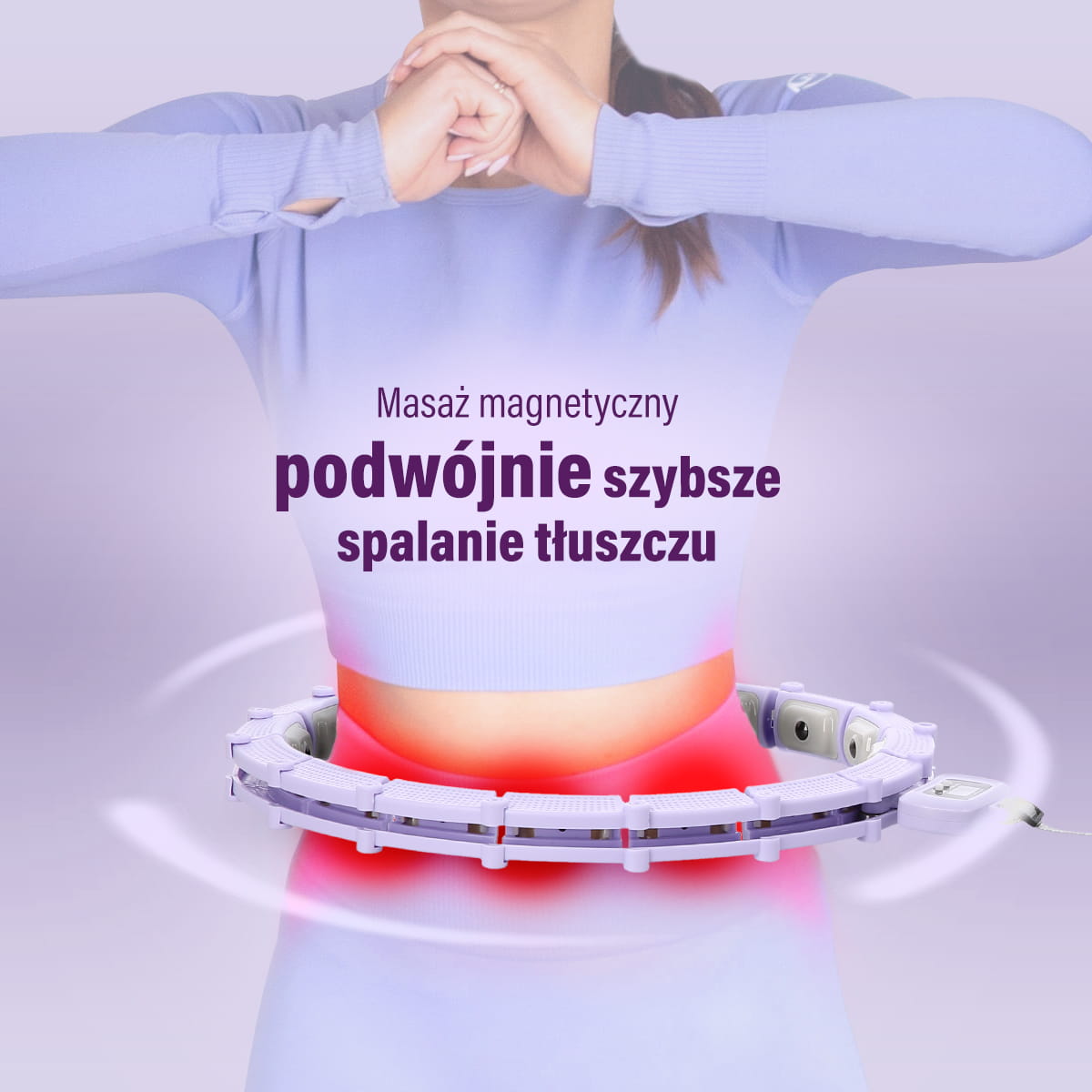 Hula hop magnetyczny fioletowy HMS HHM14 z wyświetlaczem LCD i obciążeniem