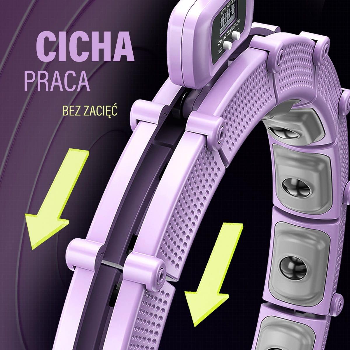 Hula hop magnetyczny fioletowy HMS HHM14 z wyświetlaczem LCD i obciążeniem