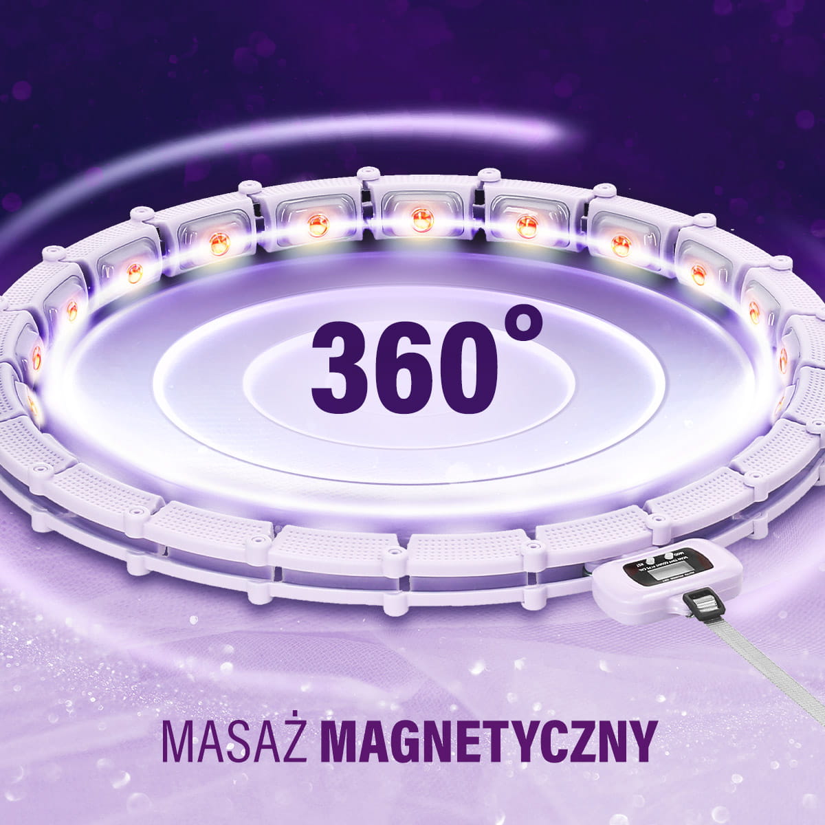 Hula hop magnetyczny fioletowy HMS HHM14 z wyświetlaczem LCD i obciążeniem