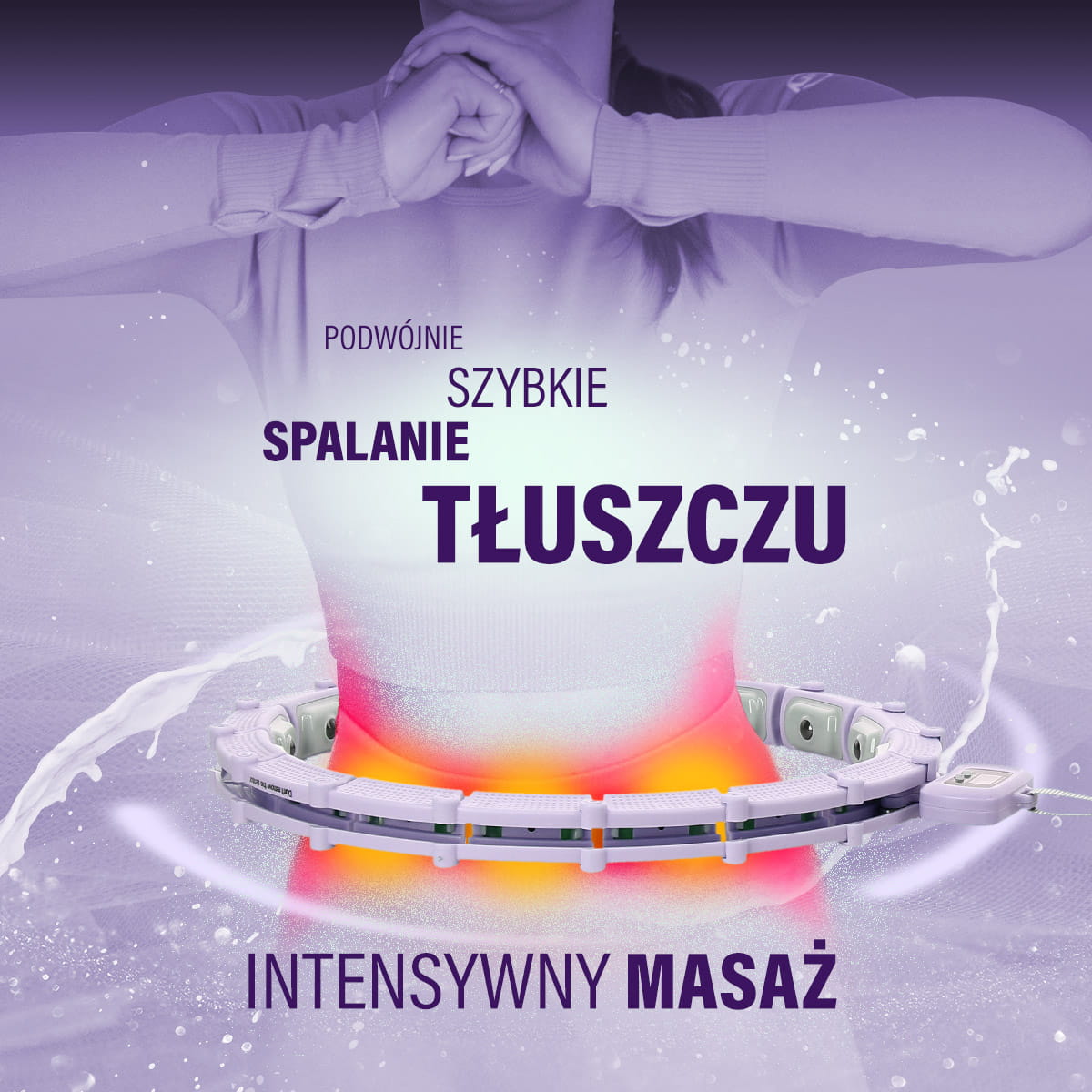 Hula hop magnetyczny fioletowy HMS HHM14 z wyświetlaczem LCD i obciążeniem