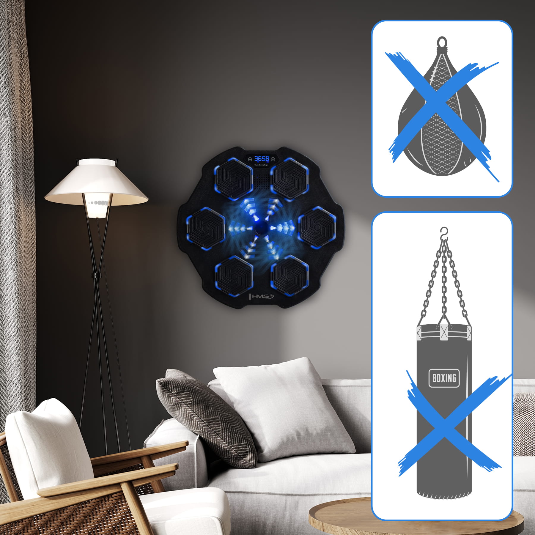ELEKTRONICZNA TARCZA BOKSERSKA BLUETOOTH Z MUZYKĄ I RĘKAWICAMI HMS TB02