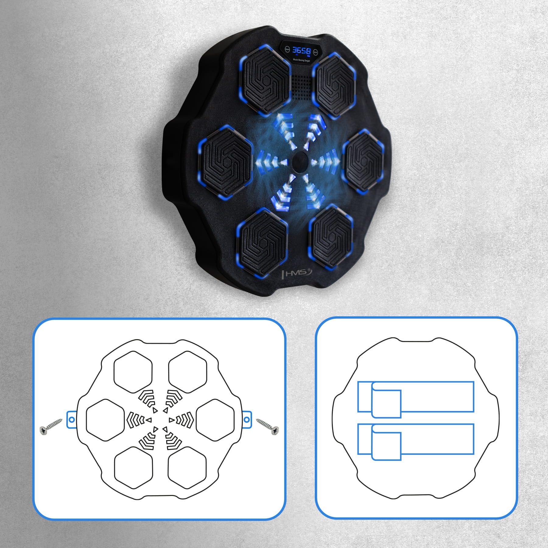 ELEKTRONICZNA TARCZA BOKSERSKA BLUETOOTH Z MUZYKĄ I RĘKAWICAMI HMS TB02