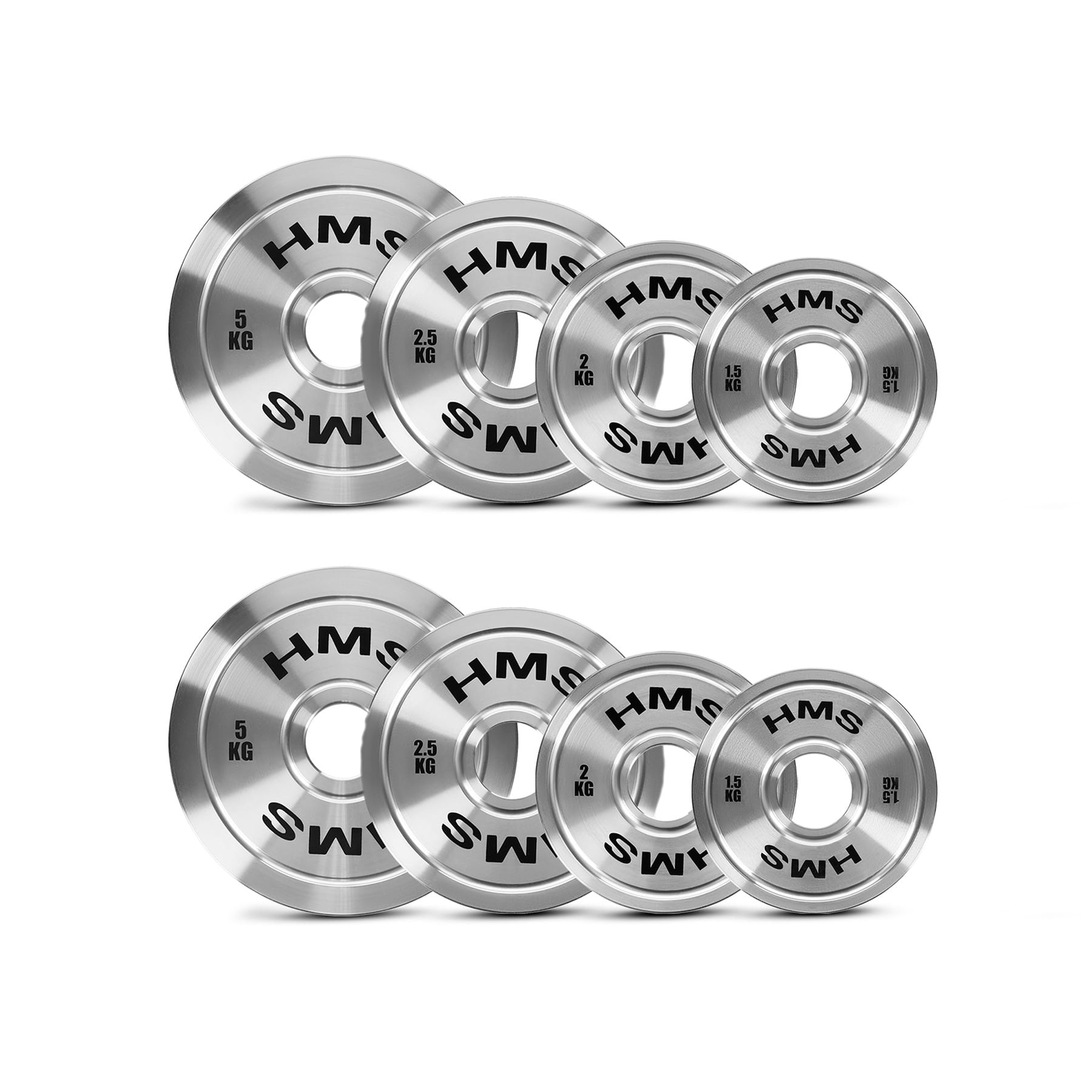 ZESTAW TALERZY OLIMPIJSKICH STALOWYCH KALIBROWANYCH TOS 2 x 1.5 - 5.0 KG (22 KG) HMS