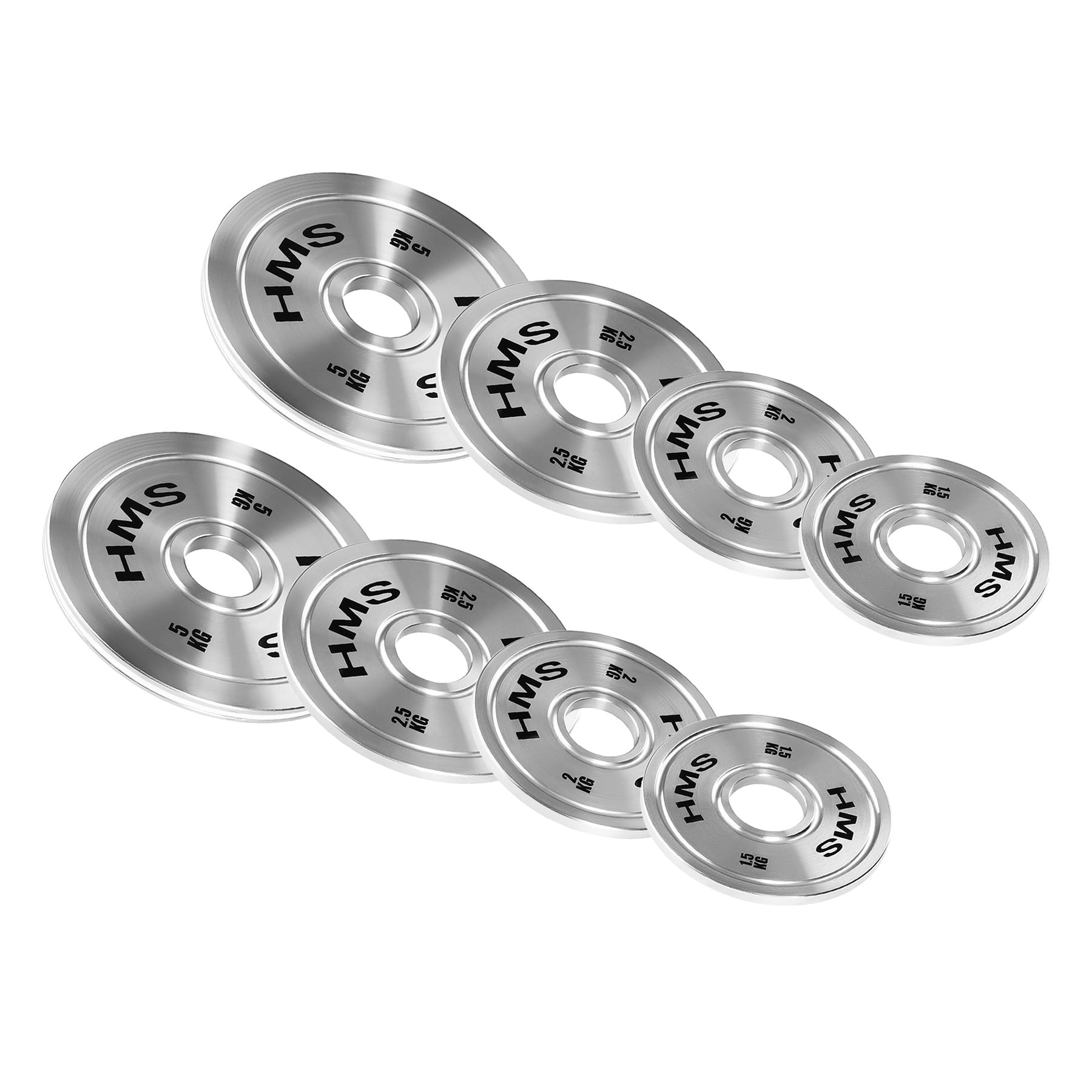 ZESTAW TALERZY OLIMPIJSKICH STALOWYCH KALIBROWANYCH TOS 2 x 1.5 - 5.0 KG (22 KG) HMS