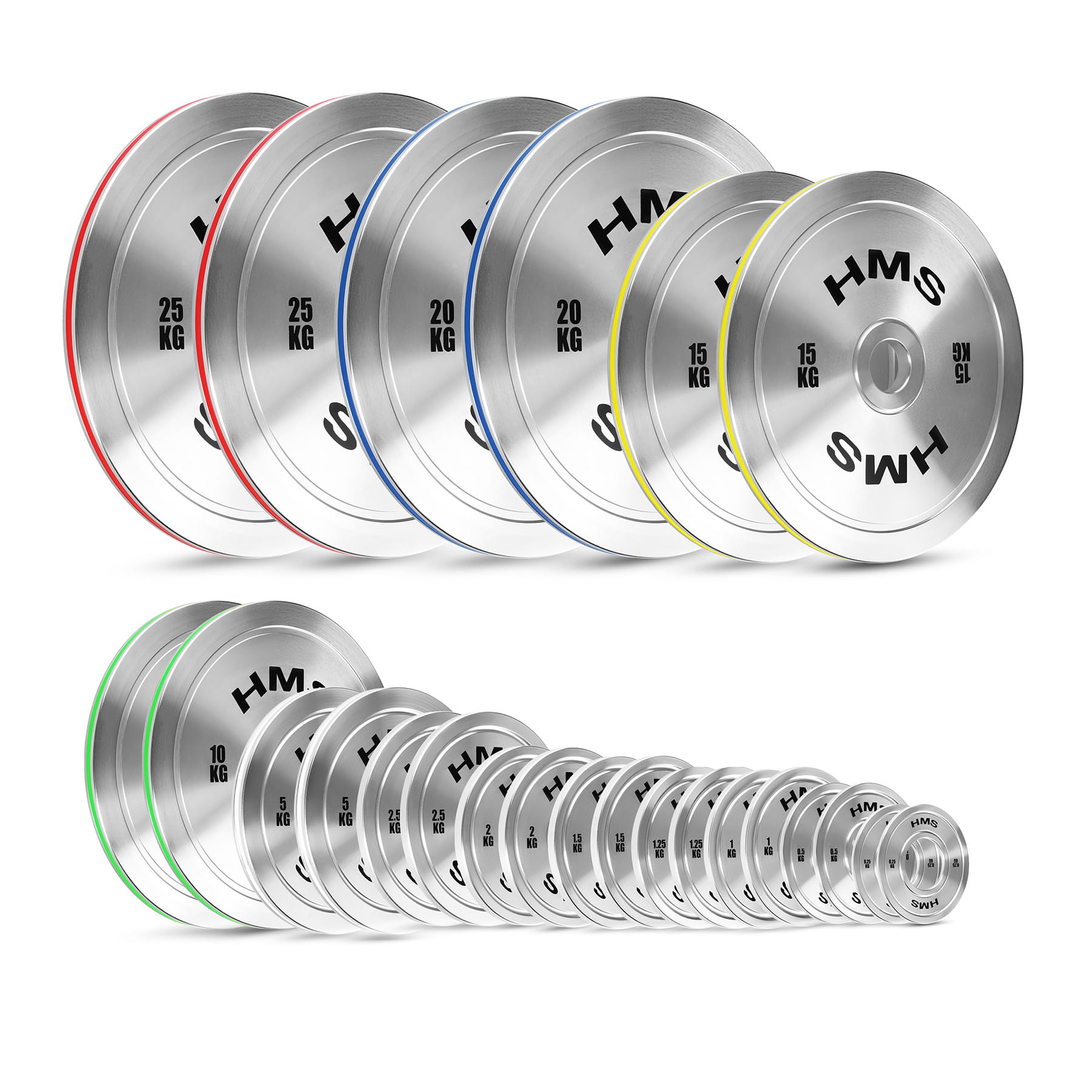 ZESTAW TALERZY OLIMPIJSKICH STALOWYCH KALIBROWANYCH TOS  2 x 0.25 - 25 KG (168 KG) HMS