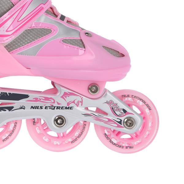 NH18366 A 2w1 PINK  ŁYŻWOROLKI Z WYM. PŁ. HOKEJOWĄ NILS EXTREME