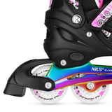 ŁYŻWOROLKI 4w1 LED RÓŻOWE Z WYM. PŁOZĄ HOKEJOWĄ RAINBOW ROZM. S(31-34) NILS EXTREME NH10905