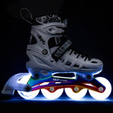 ŁYŻWOROLKI 4w1 LED BIAŁE Z WYM. PŁOZĄ HOKEJOWĄ RAINBOW ROZM. S(31-34) NILS EXTREME NH10905