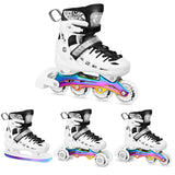 ŁYŻWOROLKI 4w1 LED BIAŁE Z WYM. PŁOZĄ HOKEJOWĄ RAINBOW ROZM. M(35-38) NILS EXTREME NH10905