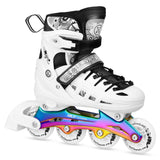 ŁYŻWOROLKI 4w1 LED BIAŁE Z WYM. PŁOZĄ HOKEJOWĄ RAINBOW ROZM. M(35-38) NILS EXTREME NH10905