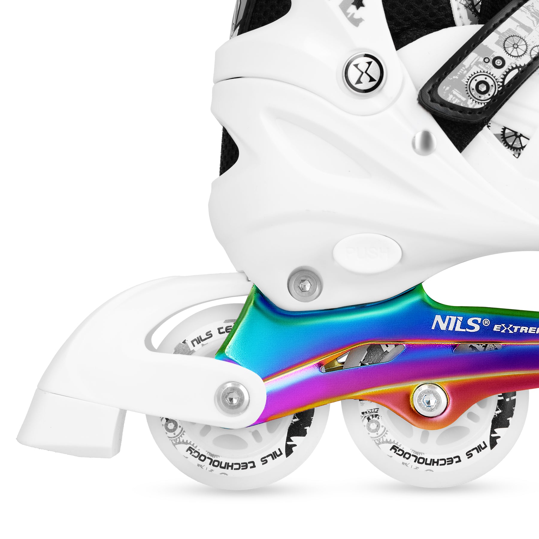 ŁYŻWOROLKI 4w1 LED BIAŁE Z WYM. PŁOZĄ HOKEJOWĄ RAINBOW ROZM. M(35-38) NILS EXTREME NH10905