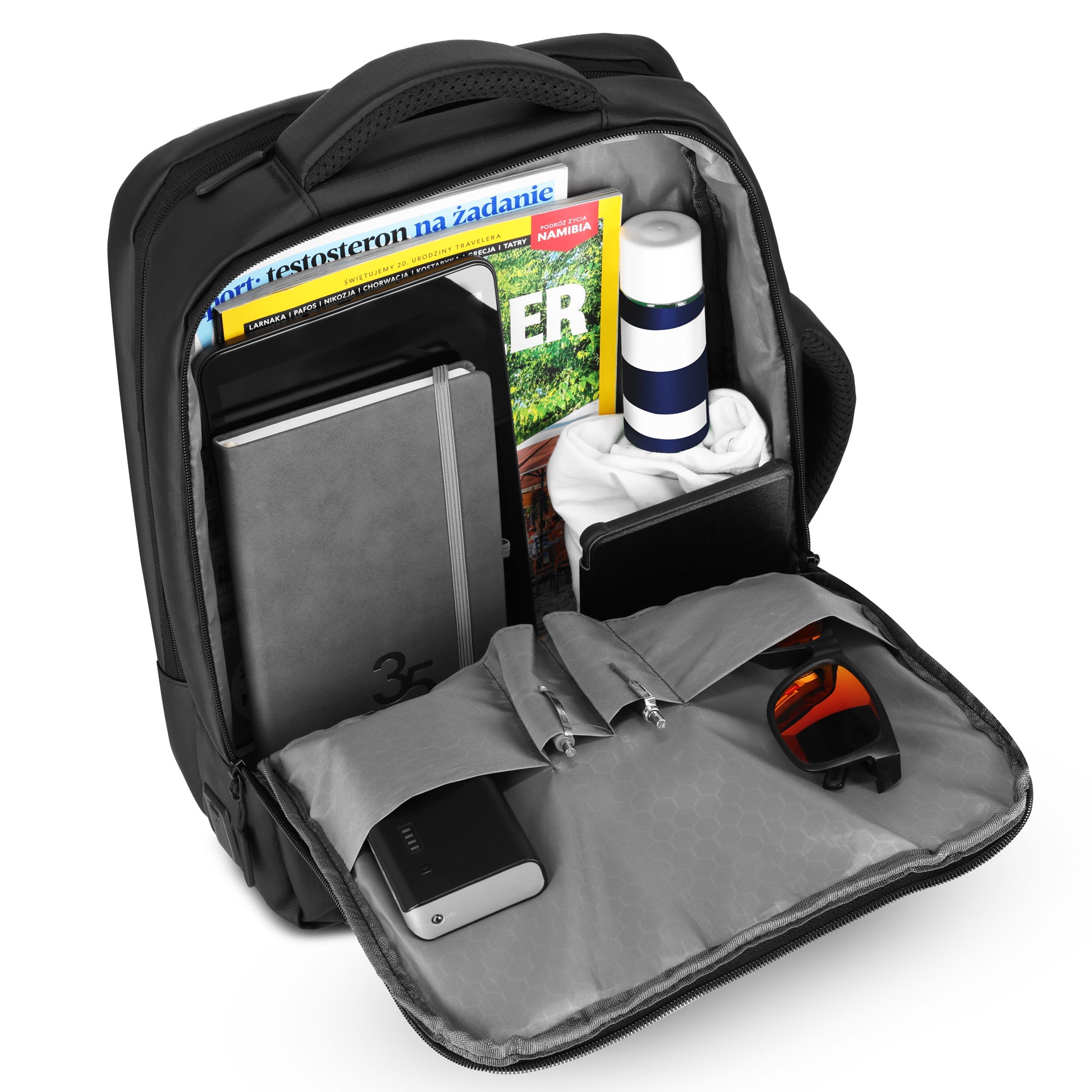 PLECAK DO SAMOLOTU NA LAPTOPA MIEJSKI Z PORTEM USB 15L CZARNY NILS NC4502
