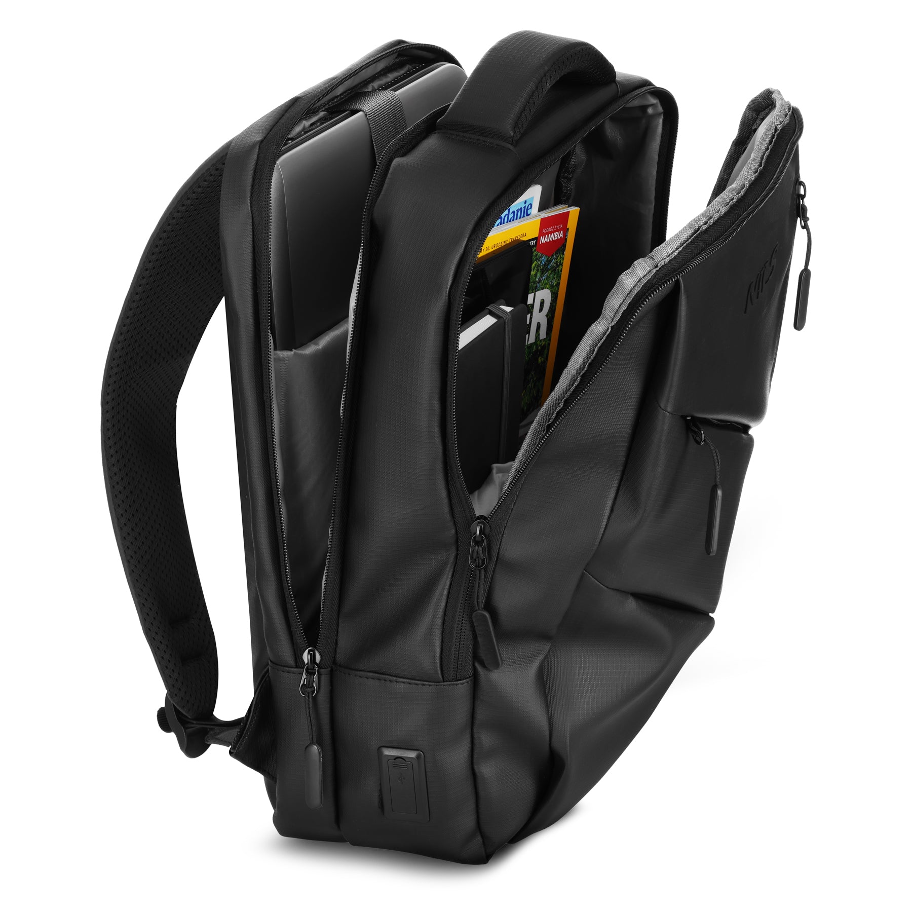 PLECAK DO SAMOLOTU NA LAPTOPA MIEJSKI Z PORTEM USB 15L CZARNY NILS NC4502
