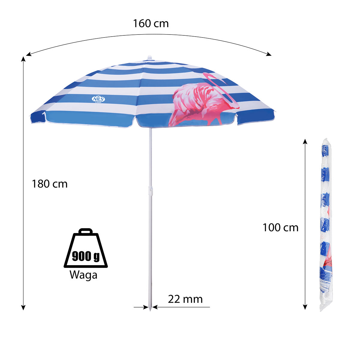 PARASOL PLAŻOWY 180 CM NILS CAMP NC7811