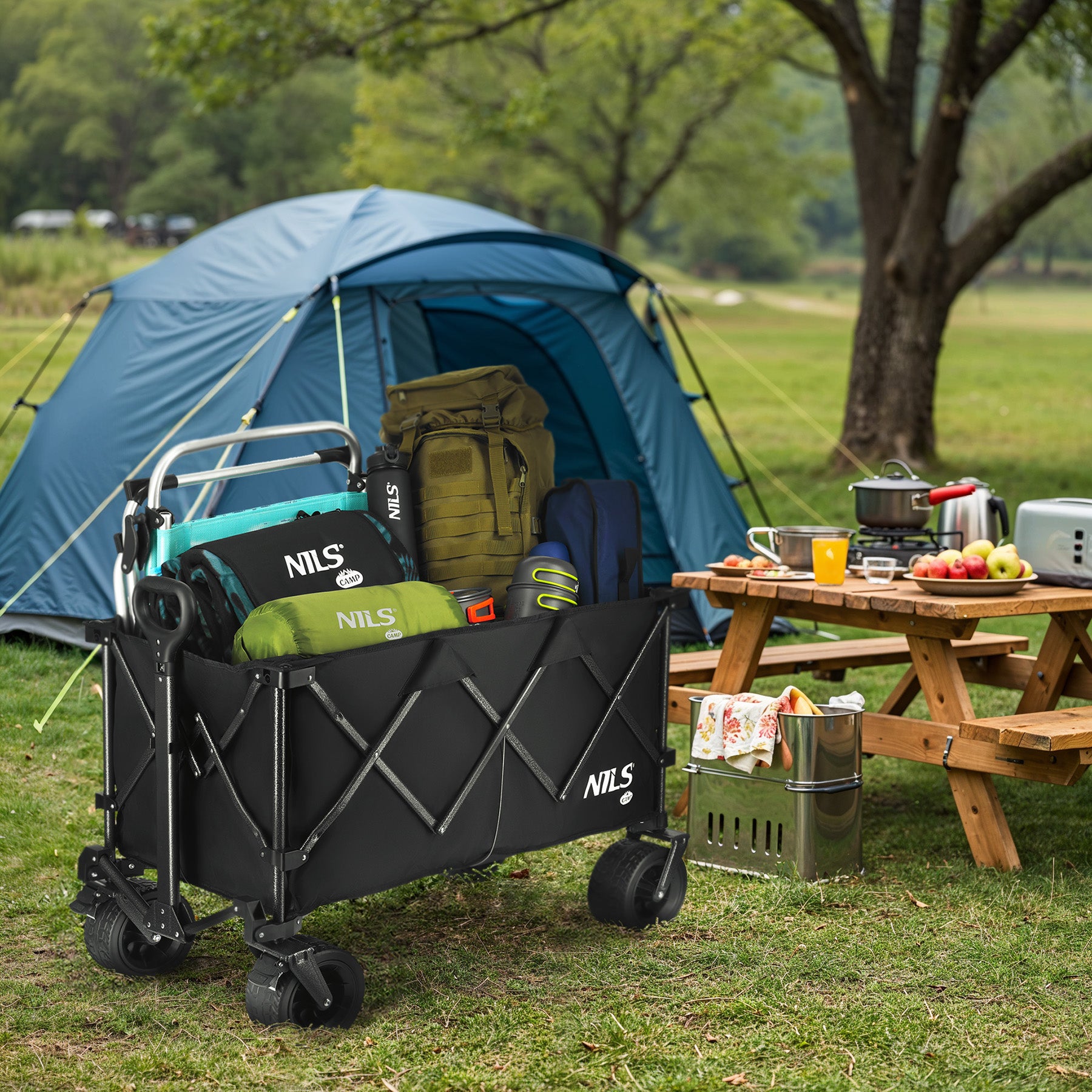 WÓZEK CZARNY XXL 180L NILS CAMP NC2604