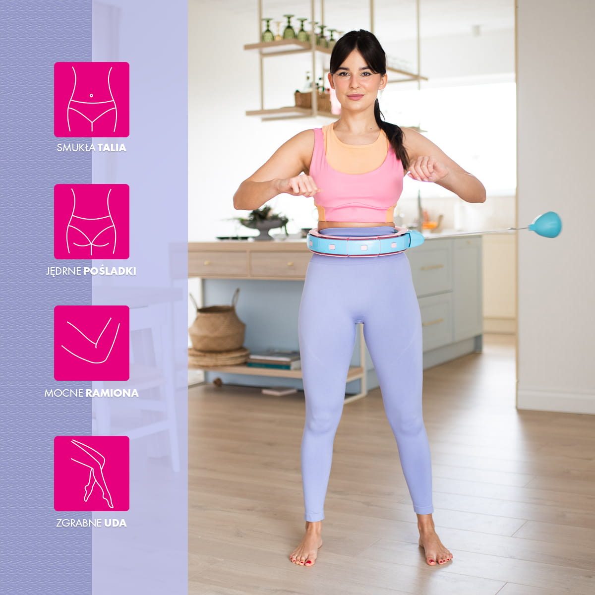 ZESTAW REGULOWANY HULA HOP FH06 BLUE/PINK Z OBCIĄŻNIKEIM I LICZNIKIEM + PAS BR160