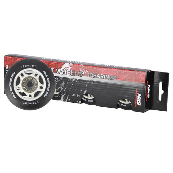 ZESTAW PU 72x24 82A CZARNE MATOWE (4 szt.) + ABEC-9  (8 szt.) NILS EXTREME